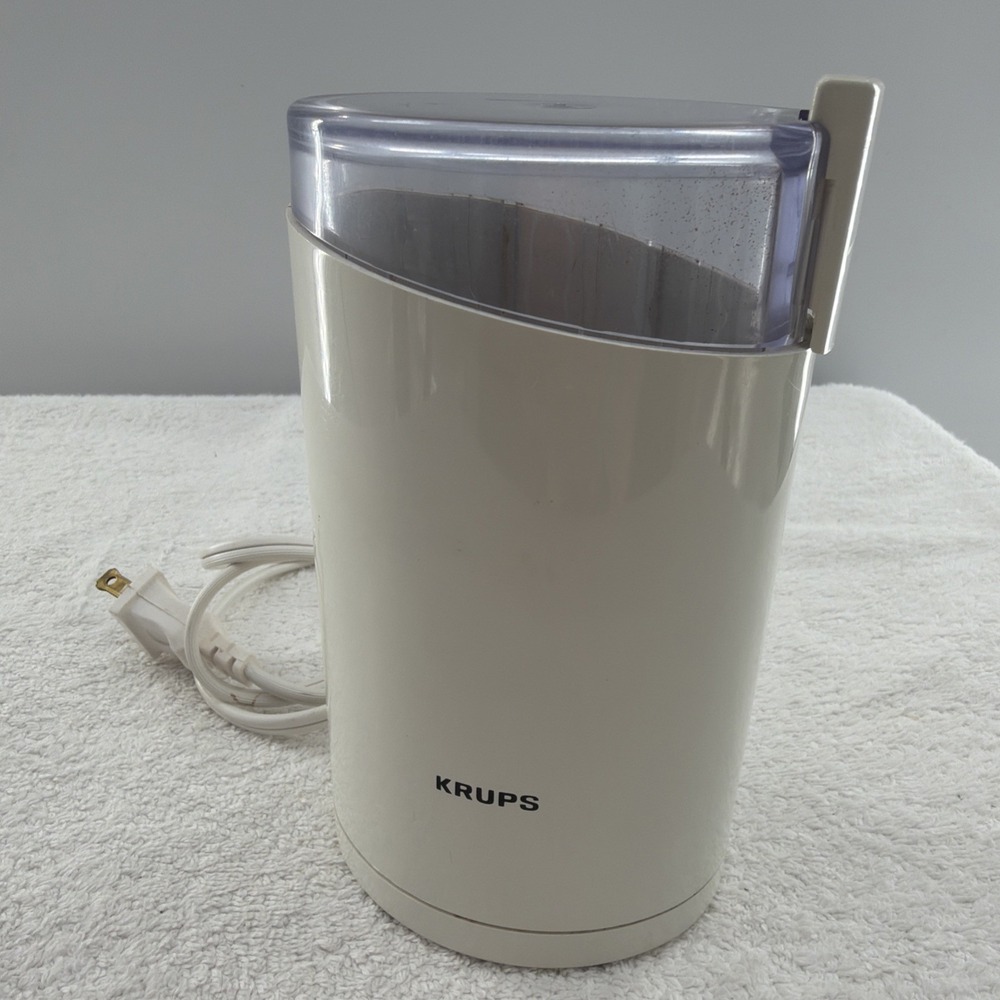 Krups 203 One Touch Coffee Bean Spice Mill Grinder White Tested